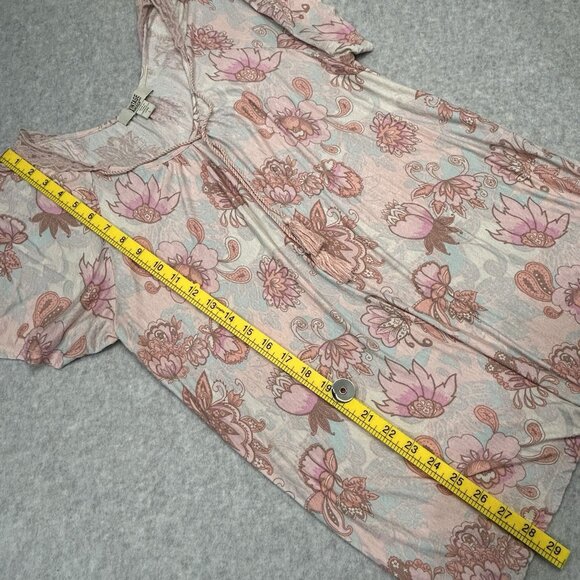 VINTAGE AMERICA BLUES Top L Floral Knit Tassel Tie Lace SS V-Neck Tunic Oversize - Picture 6 of 7